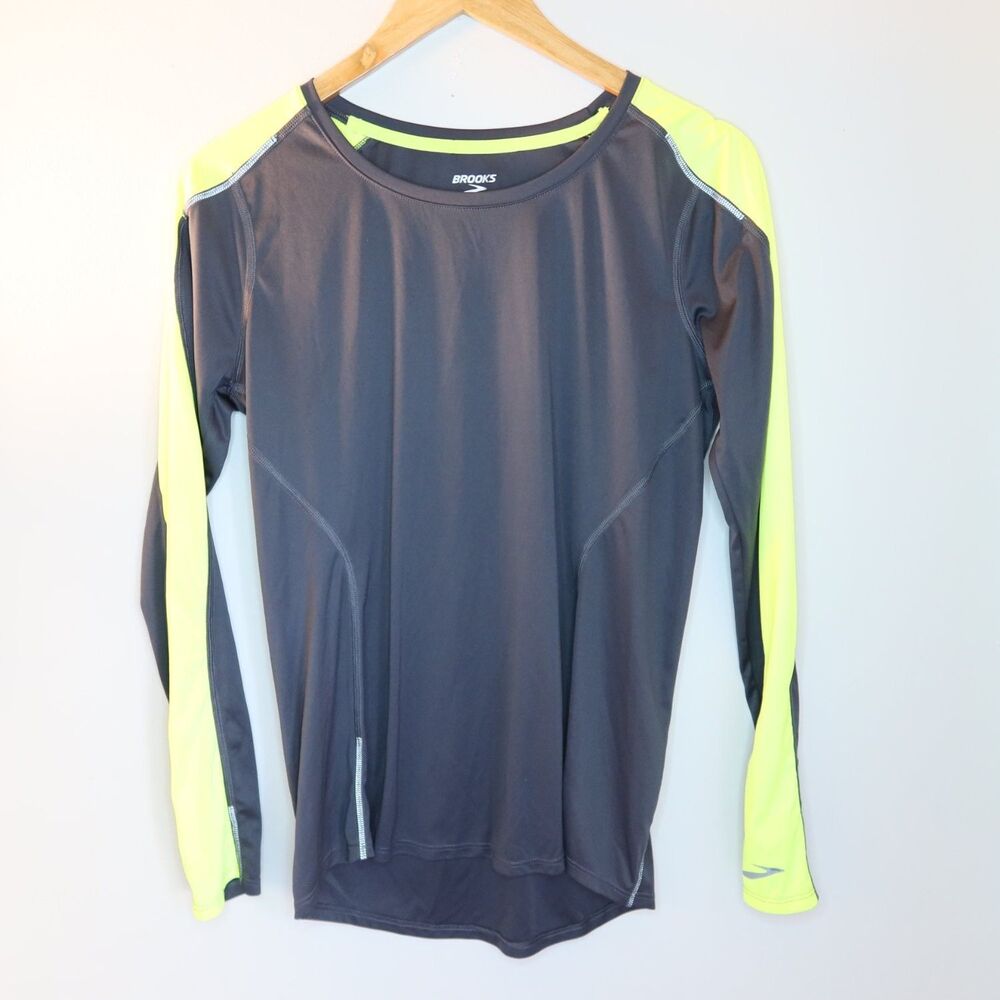 Brooks Womens Long Sleeve Running Shirt 221387 M Gray US Shell Reflective